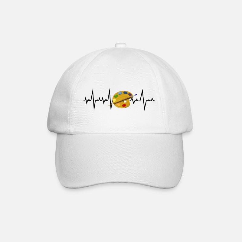 Künstler Kunst Lehrer Malerei Maler Heartbeat Geschenk - Baseballkappe - Weiß/Weiß