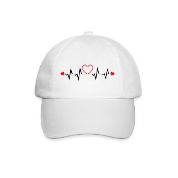 Heartbeat, Heart, Love, Couple - Baseball Cap - white/white - Front