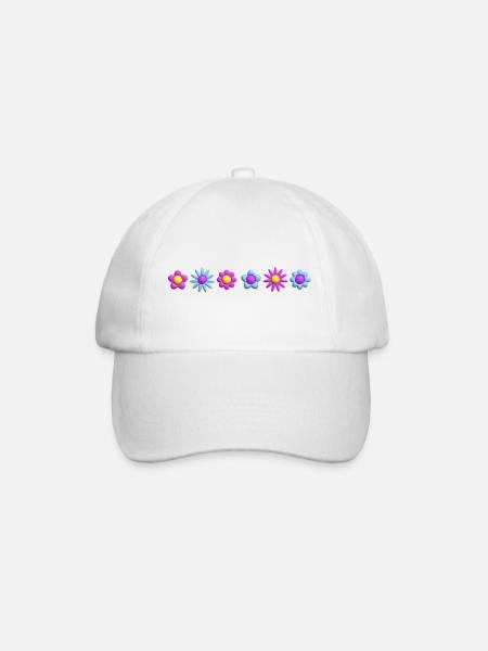Flowers Blossoms in Row 3D - Baseball Cap - white/white