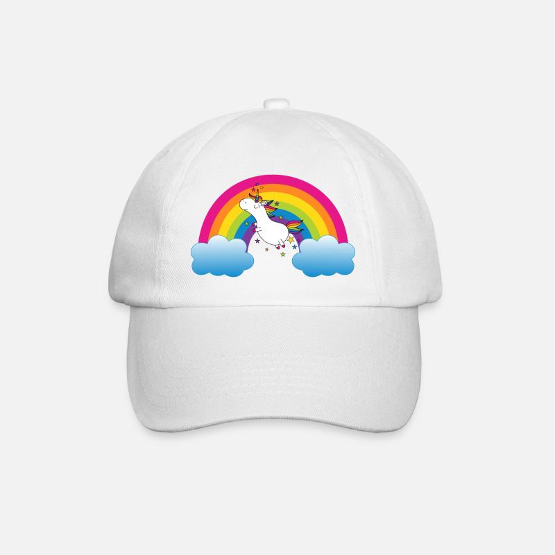 Regenbogen mit Einhorn - Baseballkappe - Weiß/Weiß