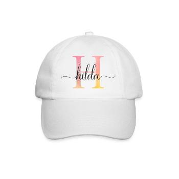 H | Monogramm | Name | Hilda |Watercolor - Baseballkappe - Weiß/Weiß - Vorne