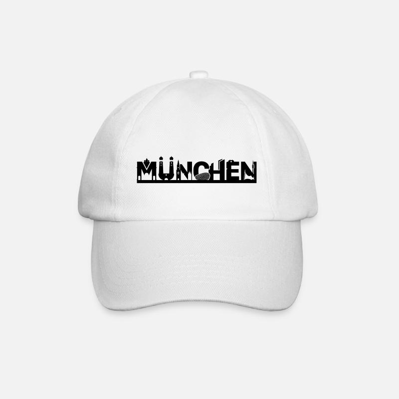 München Skyline mit Sehenswürdigkeiten - Baseballkappe - Weiß/Weiß