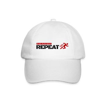 Aufstehen, laufen, ausruhen, wiederholen! - Baseballkappe - Weiß/Weiß - Vorne