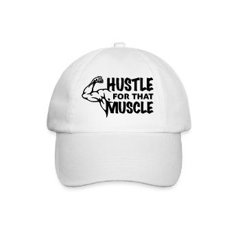 Gym T Shirt Design Hustle For That Muscle - Baseballkappe - Weiß/Weiß - Vorne