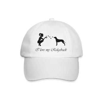 Rhodesian Ridgeback mit Frau - Baseballkappe - Weiß/Weiß - Vorne