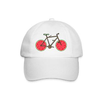 Wassermelonenfahrrad, Fruchtfahrrad, Fruchtfahrrad Kawaii - Baseballkappe - Weiß/Weiß - Vorne