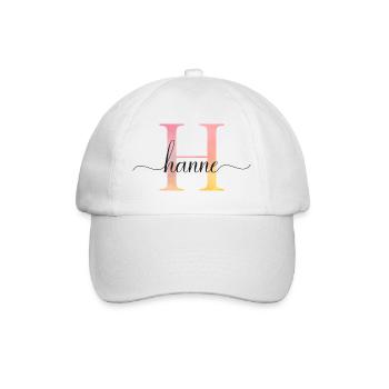 H | Monogramm | Name | Hanne |Watercolor - Baseballkappe - Weiß/Weiß - Vorne