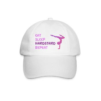 Eat Sleep Handstand Repeat - Baseballkappe - Weiß/Weiß - Vorne