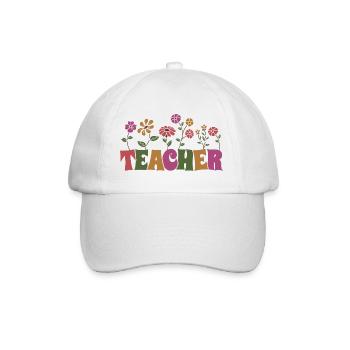 Bunte Blumen Lehrer Geschenk für den Lehrertag - Baseballkappe - Weiß/Weiß - Vorne