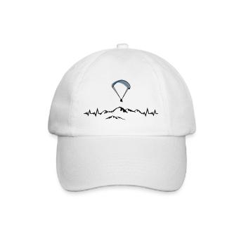 Paragliding, Paragliding, Mountains & Pulse Heartbeat - Baseball Cap - white/white - Front