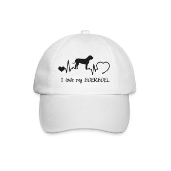 Boerboel mit Herzschlag - Baseballkappe - Weiß/Weiß - Vorne