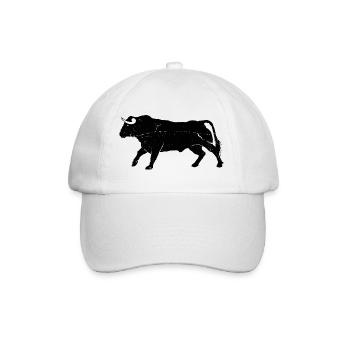 Bull Bovine Art Silhouette Wild Animal Lover - Baseball Cap - white/white - Front