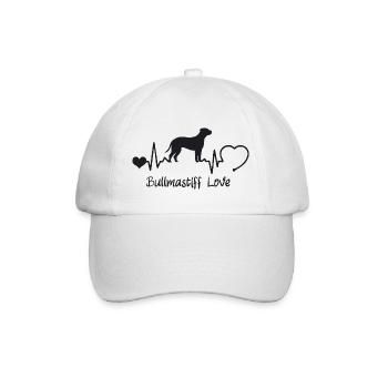 Bullmastiff mit Herzschlag - Baseballkappe - Weiß/Weiß - Vorne
