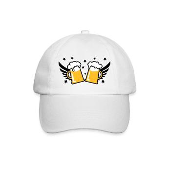 2 Mass Bier Bierkruege Flügel 3c Prost - Baseballkappe - Weiß/Weiß - Vorne
