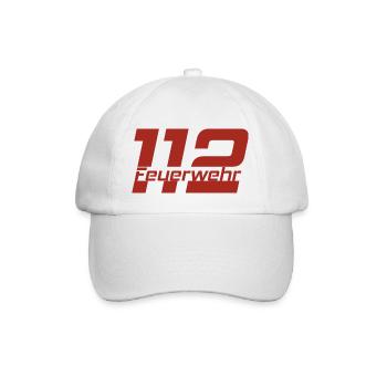 Feuerwehr Schriftzug 112 rot - Baseballkappe - Weiß/Weiß - Vorne
