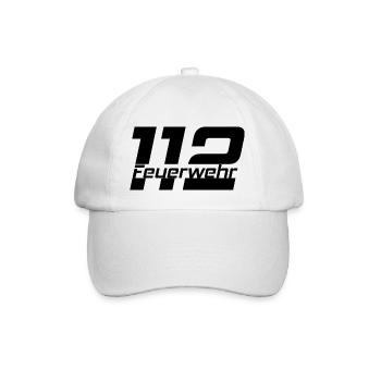 Feuerwehr Schriftzug 112 Schwarz - Baseballkappe - Weiß/Weiß - Vorne