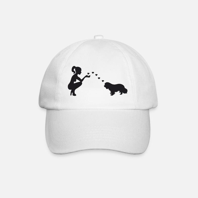 Cavalier King Charles Spaniel mit Frau - Baseballkappe - Weiß/Weiß