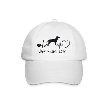 Jack Russell Terrier mit Herzschlag - Baseballkappe - Weiß/Weiß - Vorne