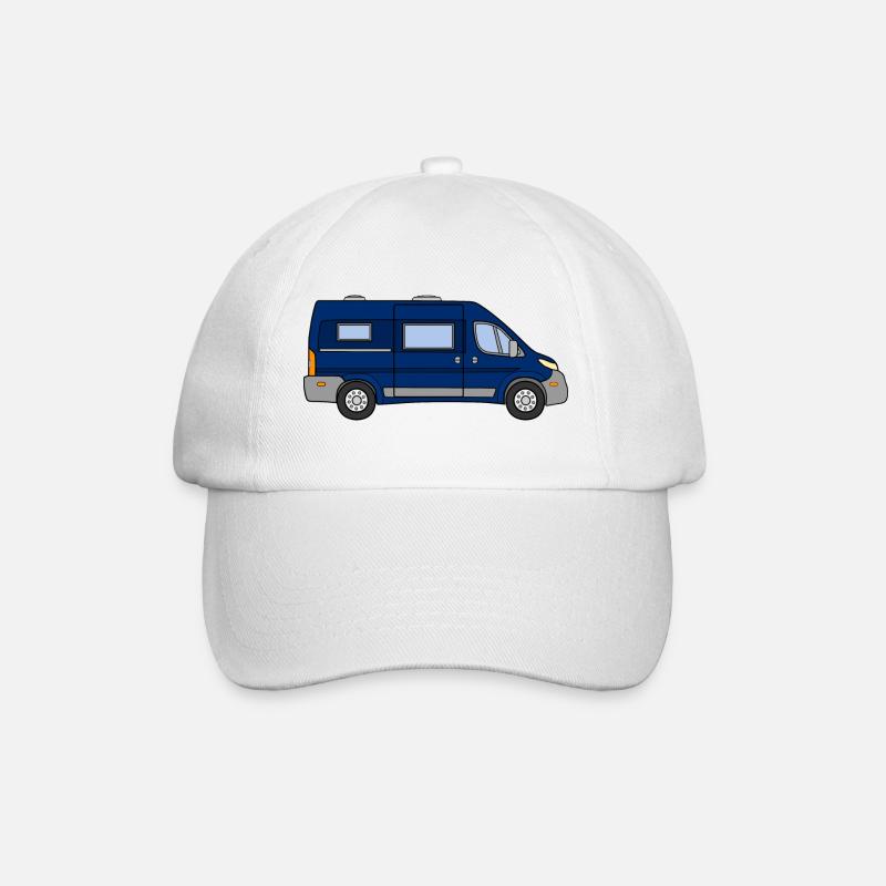 Camper VAN / Kastenwagen BLAU - Baseballkappe - Weiß/Weiß