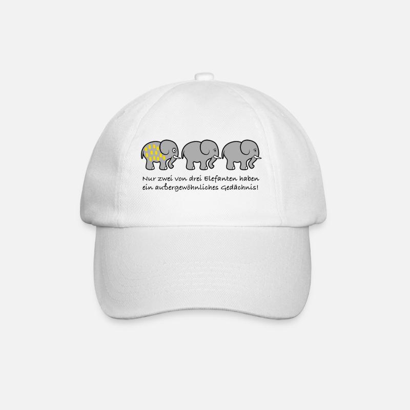 Elefant Gedächnis Spruch lustig - Baseballkappe - Weiß/Weiß