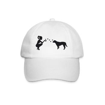 Labrador mit Frau - Baseballkappe - Weiß/Weiß - Vorne