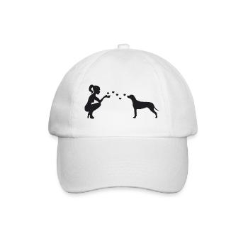 Rhodesian Ridgeback mit Frau - Baseballkappe - Weiß/Weiß - Vorne