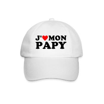J' aime mon papy cadeau grand-père coeur rouge - Casquette classique - blanc/blanc - Devant