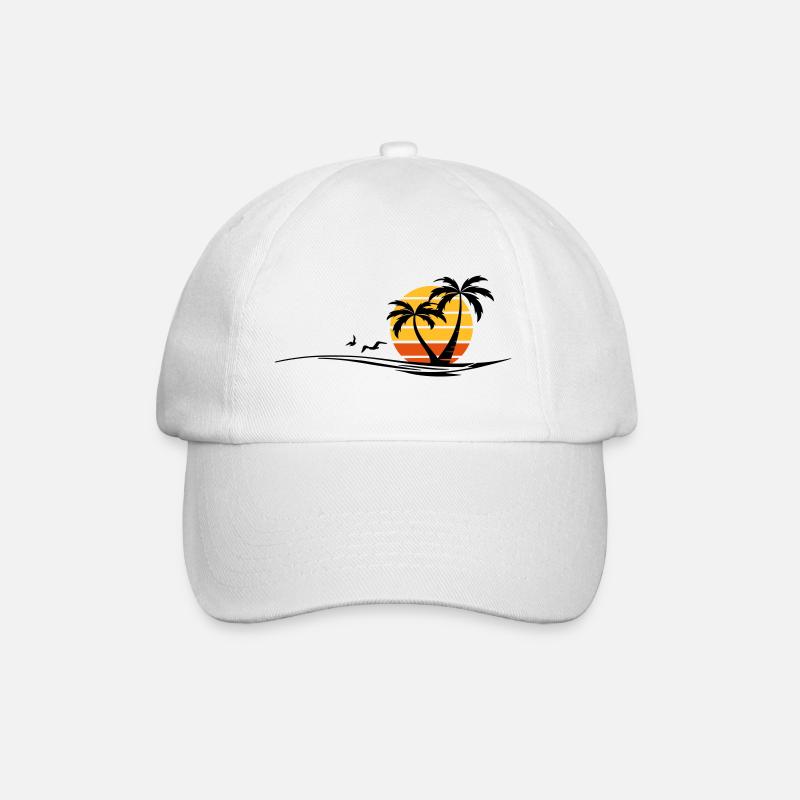 PALMEN STRAND Wellen Sommer Urlaub - Baseballkappe - Weiß/Weiß
