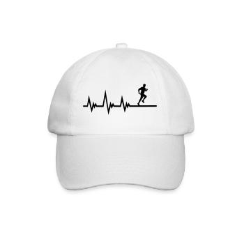 Laufen, Läufer EKG Puls, Herzschlag - Baseballkappe - Weiß/Weiß - Vorne