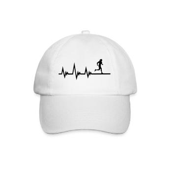 Laufen, Läuferin EKG Puls, Herzschlag - Baseballkappe - Weiß/Weiß - Vorne