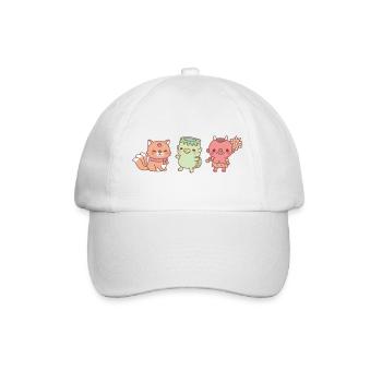 Trio japonais mignon de yokai Kitsune Kappa et Oni - Casquette classique - blanc/blanc - Devant