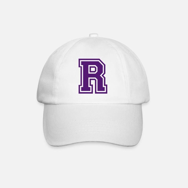 Buchstabe R - Baseballkappe - Weiß/Weiß