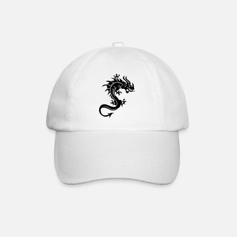 Drache, Dragon, Tribal - Baseballkappe - Weiß/Weiß