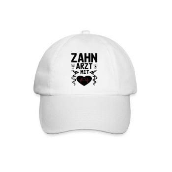 Zahnarzt mit Herz Geschenk - Baseballkappe - Weiß/Weiß - Vorne