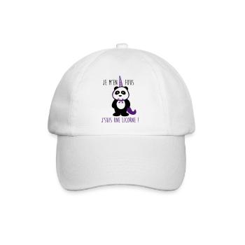 je m'en fous je suis une licorne,panda - Casquette classique - blanc/blanc - Devant