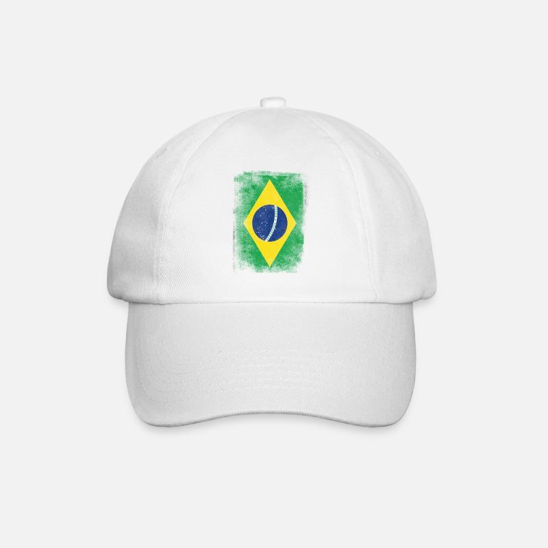 Brésil Drapeau Brésilien fier Vintage Distressed - Casquette classique - blanc/blanc