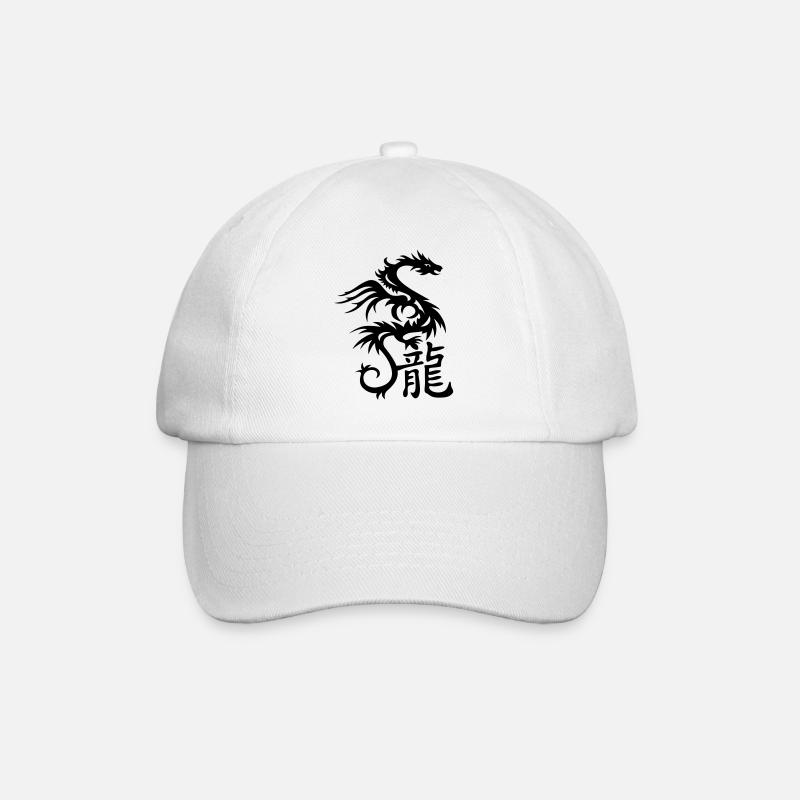 Drache mit chin. Schriftzeichen - Baseballkappe - Weiß/Weiß