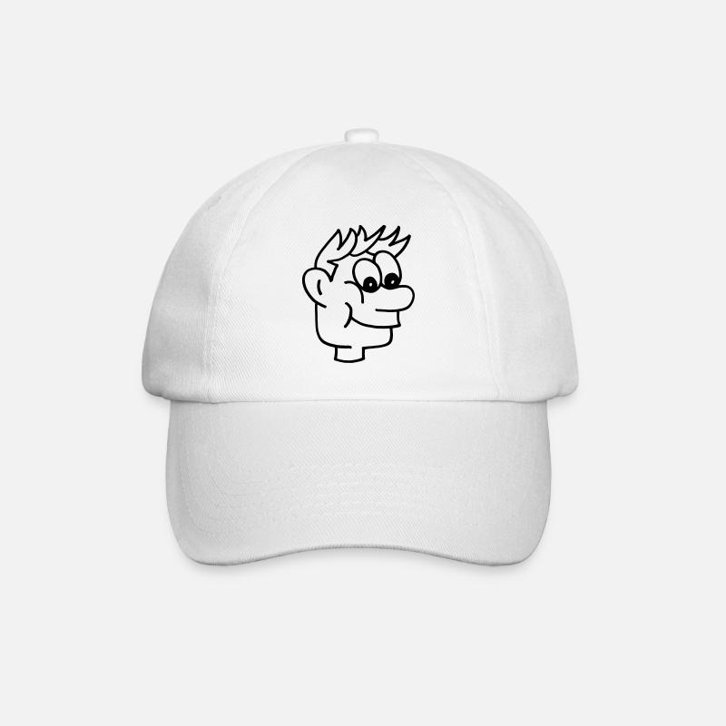 Visage de garçon de bande dessinée - Casquette classique - blanc/blanc