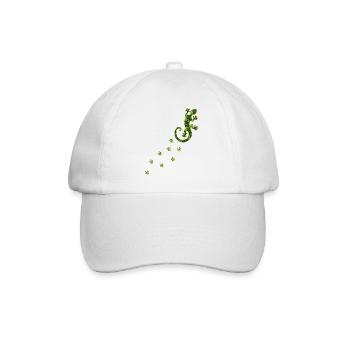 Gecko mit Hibiskus, Tapsen, Füße, Fußabdruck Tiere - Baseballkappe - Weiß/Weiß - Vorne
