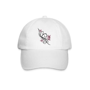 Cherry blossoms with butterfly - Baseball Cap - white/white - Front
