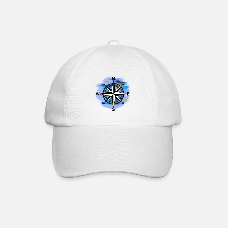 Wind rose compass maritime seafaring - Baseball Cap - white/white