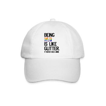 Being Gay LGBT CSD Gay Pride Glitter Regenbogen - Baseballkappe - Weiß/Weiß - Vorne