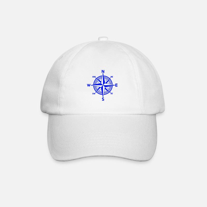 Nautical Wind Rose Seafaring Ship Navigation Maritime - Baseball Cap - white/white