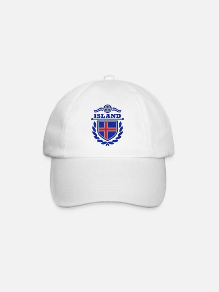 Island Wappen - Baseballkappe - Weiß/Weiß