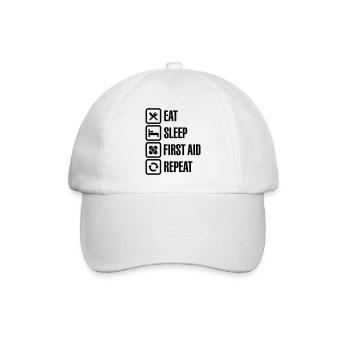 Eat Sleep First Aid Repeat - Baseball Cap - white/white - Front