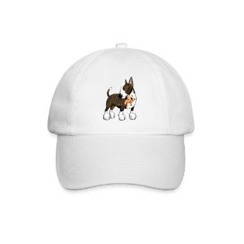 Bullterrier mit Teddy - Baseballkappe - Weiß/Weiß - Vorne