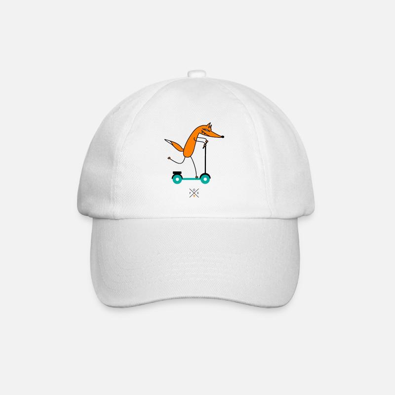 Fuchs fährt Roller - Baseballkappe - Weiß/Weiß