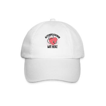 Altenpflegerin mit Herz - Baseballkappe - Weiß/Weiß - Vorne