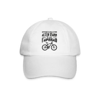 Alter Mann • Fahrrad | Vintage Retro Style - Baseballkappe - Weiß/Weiß - Vorne