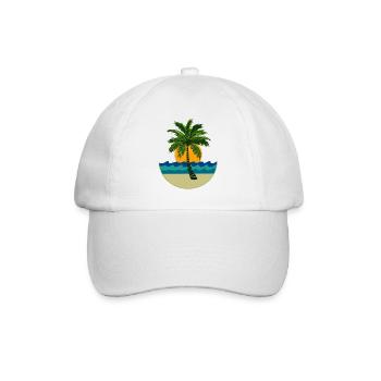 Palme, Sonne, Strand - Baseballkappe - Weiß/Weiß - Vorne